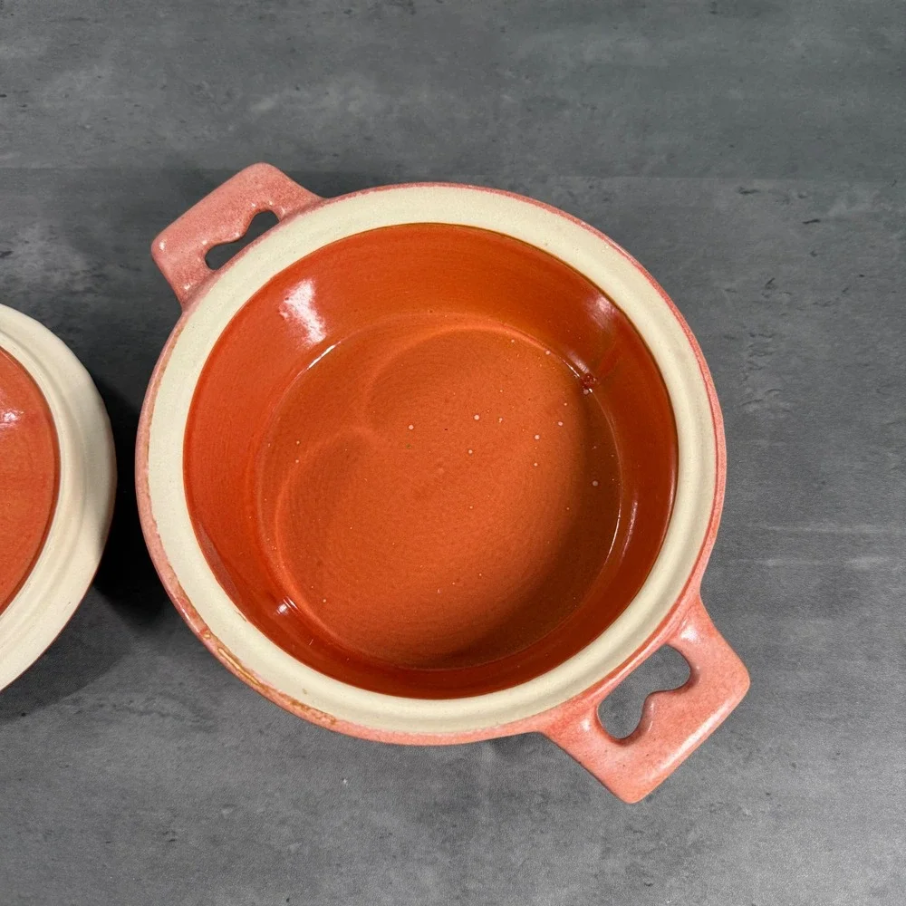 Brie Baker Stonware Rose Glazed Ceramic Heart Handle Fromage